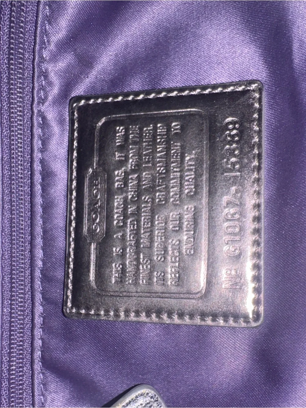 Coach Taupe Signature Shoulder Bag with Purple Lining